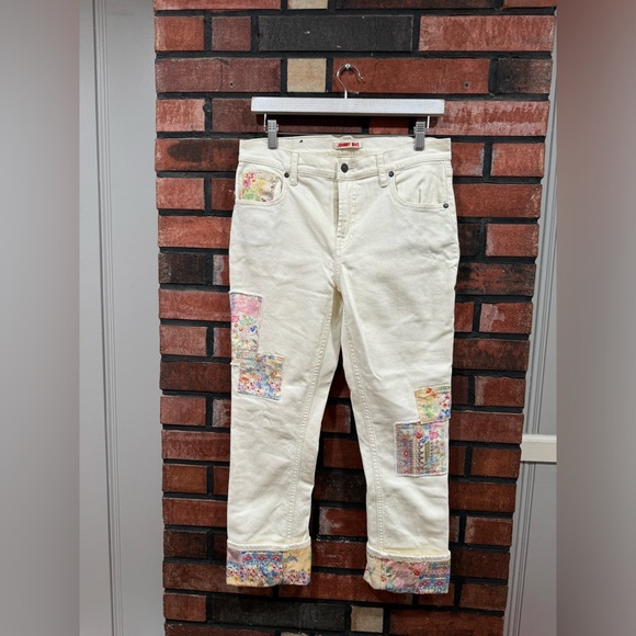 Jonny was DREAMER PATCHWORK CROPPED BOYFRIEND JEAN IN WHITE - Picture 2 of 14